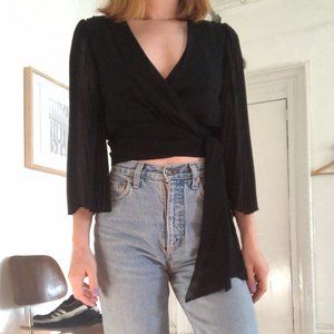 Alice + Olivia Bray Silk Wrap Top